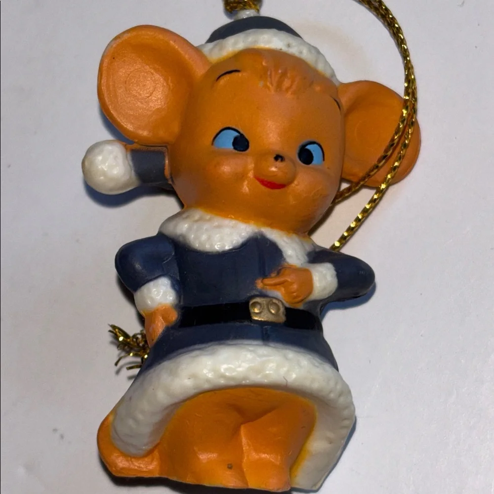 Anthropomorphic Christmas Mouse Plastic Ornaments Vintage Mouse Christmas